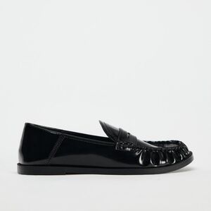 Zara Glossy Black Loafers for Women